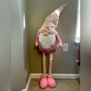 Large Pink Holiday Gnome with Expandable Legs. Grows from 1.5 ft to 3 ft.